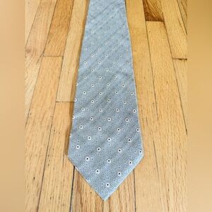 Valentino Cravatte Tie Gray Geometric Silk Made in Italy Mens Necktie